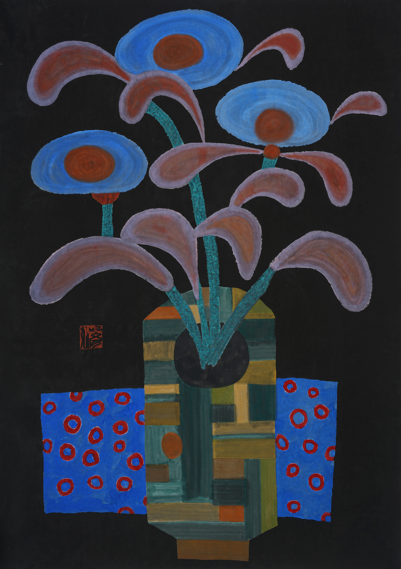 Jang Byeong Eun · Eastbrush · 张炳彥 · black_flower_061 · mixed_media_on_paper · 1189mm_x_841mm · 2025